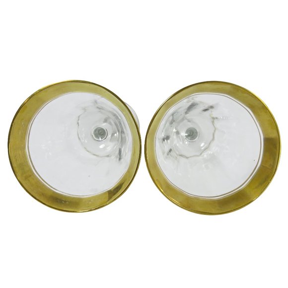Vintage TWO (2) Tiffin? Minton? Gold Encrusted Band Clear Optic 6.75" Glasses - Picture 9 of 12